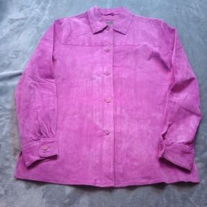Vintage Outfit JPR Jacket Shirt Button Up Purple Suede Leather Size Small